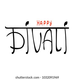 Happy Divali Festival Of Lights Black Calligraphy Hand Lettering Text Isolated On White Background