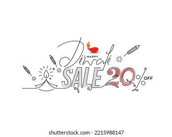 Happy Diwali with 20% off text design. Abstract vector illustration.