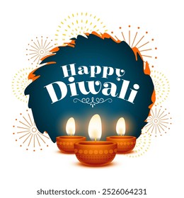 feliz diwali 2024 fundo de saudação com diya vetor brilhante