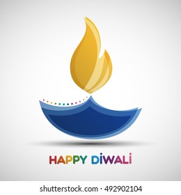 Happy Diwali abstract background. Festival of lights Deepavali. Vector illustration of Diya oil lamp for your greeting card design