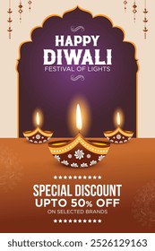 Publicidad de Diwali feliz, Anuncio, cartel, Plantilla de Vector de diseño, concepto de volante creativo, elemento de Diseño gráfico