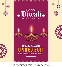 Publicidad de Diwali feliz, Anuncio, cartel, Plantilla de Vector de diseño, concepto de volante creativo, elemento de Diseño gráfico