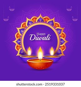 Happy Diwali background, diwali celebration design for greeting card, banner, poster, flyer, social media, vector illustration