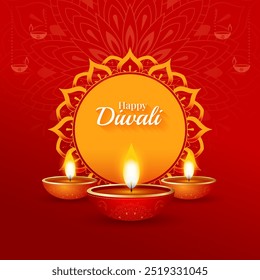 Happy Diwali background, diwali celebration design for greeting card, banner, poster, flyer, social media, vector illustration