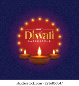 Happy Diwali Background with Dia Light and Elegant Background