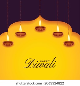 happy diwali background with diya decoration