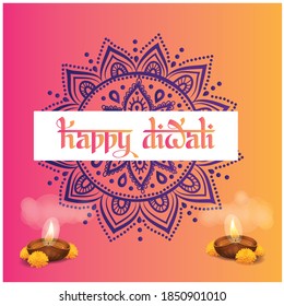 Happy Diwali background etnic style vector