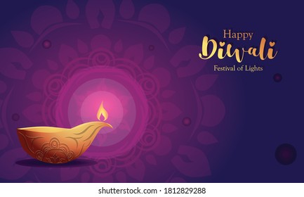 happy diwali background with mandala ornaments