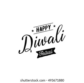 Happy Diwali background. Typographic emblem with lamp. Vector text design. Usable for banners, greeting cards, posters, gifts etc
