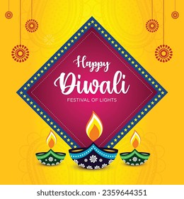 Happy Diwali Banner, Advertisement, Poster, Social Media Post Template, Graphic design vector elements