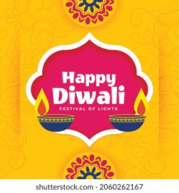 happy diwali banner background in flat decorative style