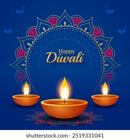 Happy diwali banner with decorative diwali props, diwali traditional background, poster, flyer, social media, vector illustration