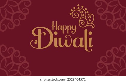 Happy Diwali banner. Elegant handwritten text. Vector illustration.