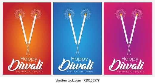 Happy diwali banner set for indian festival. (Translation: Happy Diwali)