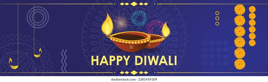 Happy Diwali banner. Banner for Tihar Festival celebrated in Nepal