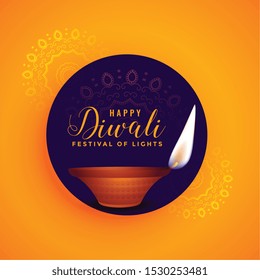 happy diwali beautiful diya lamp festival background
