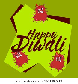 happy diwali, beautiful greeting card background or template banner with bacteria and virus theme. vector design illustration