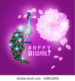 Happy Diwali Beautiful Peacock Vector Design Illustration