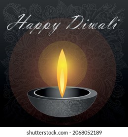Feliz Diwali con fondo negro