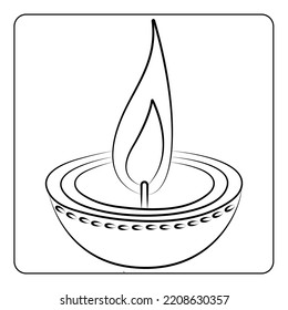Happy Diwali Burning Diya in India Light Festival coloring page for kids adults  Black   white vector illustration design for adult   kids coloring book 