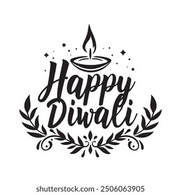 Happy Diwali Calligraphic text for Diwali holidays. Vector illustration.