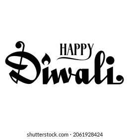 Happy Diwali Calligraphy or Typography plain Black
