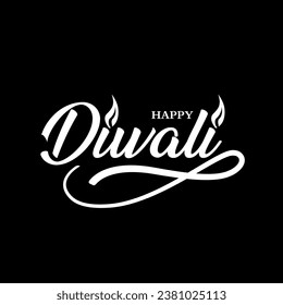 Fröhliche Diwali-Kalligrafie-Vektorgrafik auf schwarzem Hintergrund.