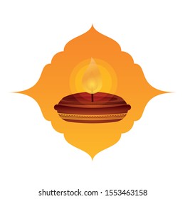 happy diwali candle traditional icon vector illustration design