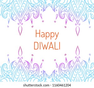 Happy Diwali card. Vector illustration. Ethnic design in boho style.