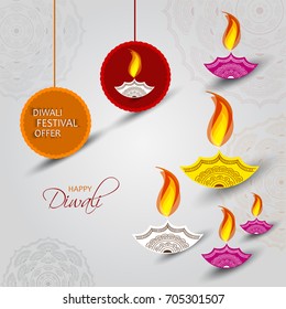 Happy Diwali Card. Vector illustration.