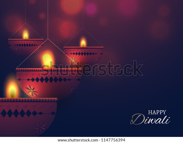 Happy Diwali Celebration Background Blurred Lighting Stock Vector ...