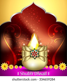happy diwali celebration background with deepak vector illustration 