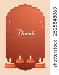 Happy Diwali Celebration Background. Festival of Lights Greeting Card Post Template Vector Illustration.