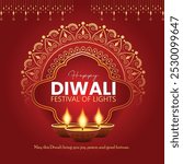 Happy Diwali Celebration Background. Diwali Festival Of Lights Banner with Diya Vector Illustration. Happy Diwali Social Media Post Template. Diwali Festival Of Lights Banner with Diya Vectors