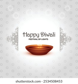 Happy Diwali Celebration Background. Diwali Festival Of Lights Banner with Diya Vector Illustration. Happy Diwali Social Media Post Vector EPS Template.