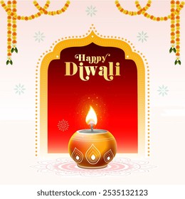 Happy Diwali Celebration Background. Lights festival of India. Wishes greeting card, Social Media Post, banner, poater template.