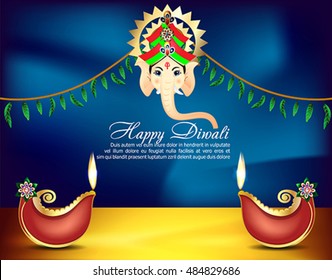 Happy Diwali Celebration background With lord Ganesha vector illustration 