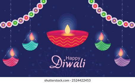 Happy diwali celebration background. happy diwali social media banner and poster. festival of lights colorful background. vector banner poster greeting card