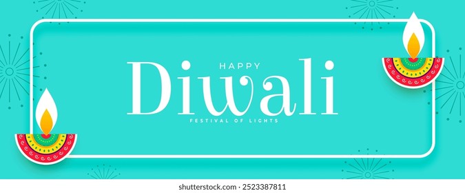 banner de celebração do diwali feliz com vetor diya artístico