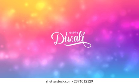 Happy Diwali Celebration Banner. India festival of lights holiday background with hand drawn greetings. Bright colors. Vector illustration.