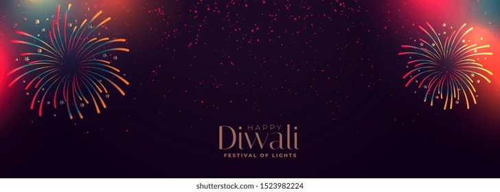 happy diwali celebration colorful firework banner design