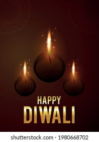 Happy diwali celebration flyer with creative diya