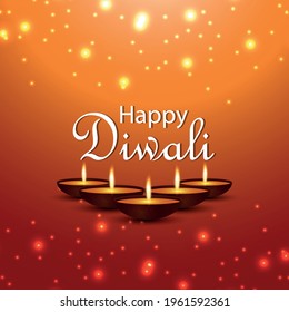 Happy diwali celebration greeting card with creative vector illustration 