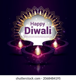 Happy diwali celebration greeting card the festival of light