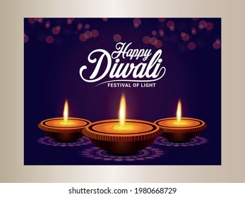Happy diwali celebration indian festival greeting card