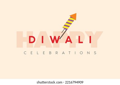 Happy Diwali Celebration invitation template with Rocket Cracker. Vector. Illustration. Banner.