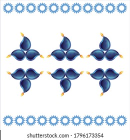 Happy Diwali celebration of Light  Happiness  and relationship an Indian festival blue color lamp on white background