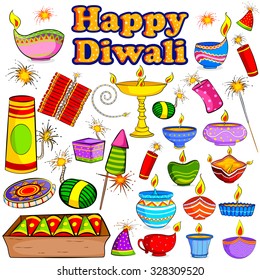 Happy Diwali celebration object in vector