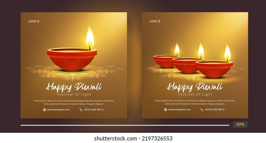 Happy Diwali Celebration Social Media Post Template