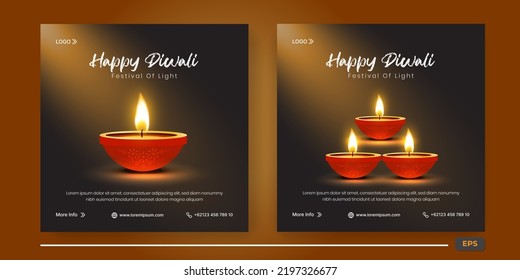 Happy Diwali Celebration Social Media Post Template
